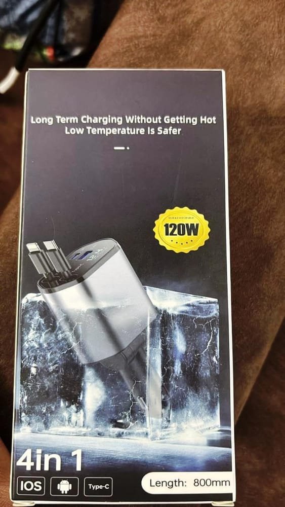 4-in-1 Car Charger Cable with Digital Voltage Display – 800mm - photo 2