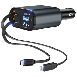 4-in-1 Car Charger Cable with Digital Voltage Display – 800mm - photo 3
