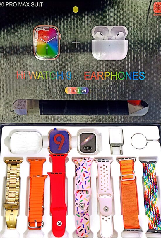 i30 PRO MAX SUIT HI WATCH 9 EARPHONES 11 IN 1 SET - Image 2