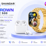CROWN AZ500 Smart Watch Combo with Wireless Earbuds – Premium Gold Edition