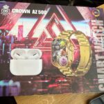 CROWN AZ500 Smart Watch Combo with Wireless Earbuds – Premium Gold Edition